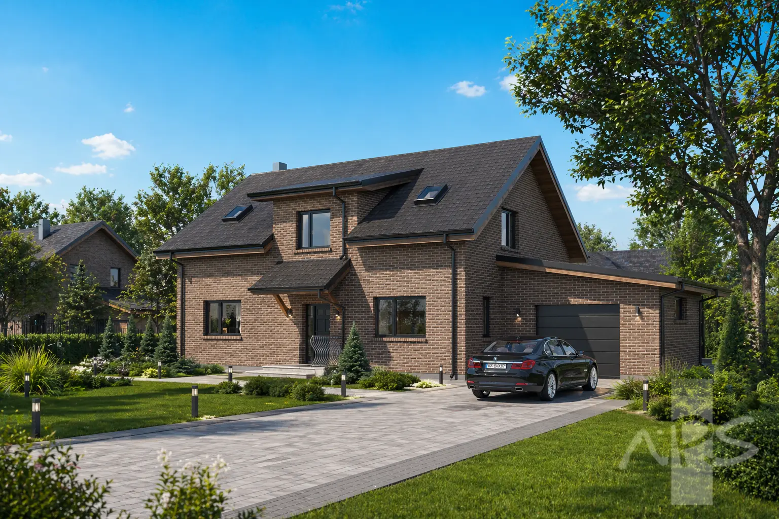 Projekt domu jednorodzinnego o pow. 218 m²: Parterowy z poddaszem użytkowym, 3 Sypialnie, Gabinet, 3 Łazienki, Garaż