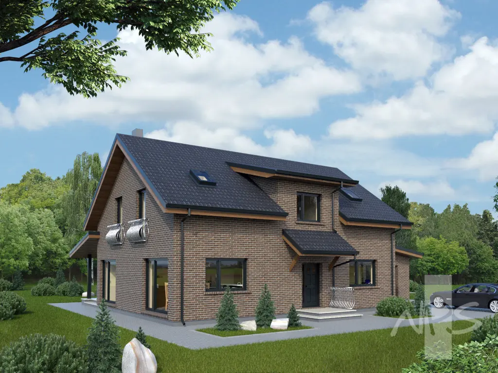 Projekt domu jednorodzinnego o pow. 218 m²: Parterowy z poddaszem użytkowym, 3 Sypialnie, Gabinet, 3 Łazienki, Garaż