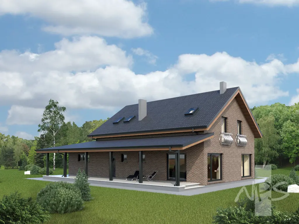 Projekt domu jednorodzinnego o pow. 218 m²: Parterowy z poddaszem użytkowym, 3 Sypialnie, Gabinet, 3 Łazienki, Garaż