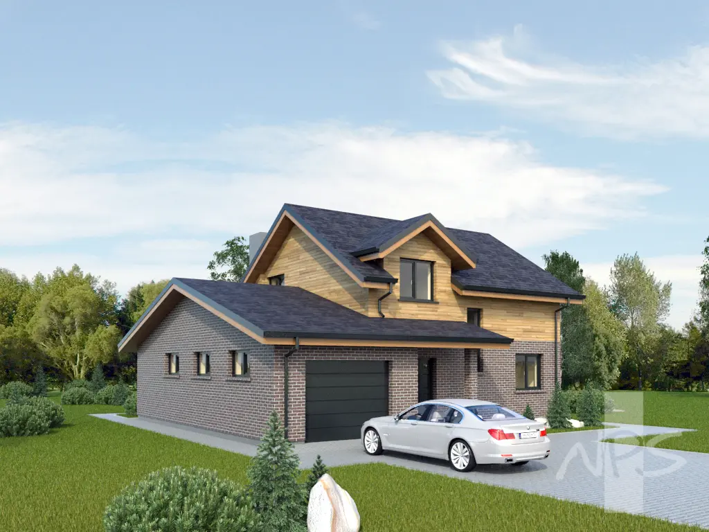 Projekt domu jednorodzinnego o pow. 163 m²: Parterowy z poddaszem użytkowym, 3 Sypialnie, Gabinet, 2 Łazienki, Otwarta kuchnia, Garaż