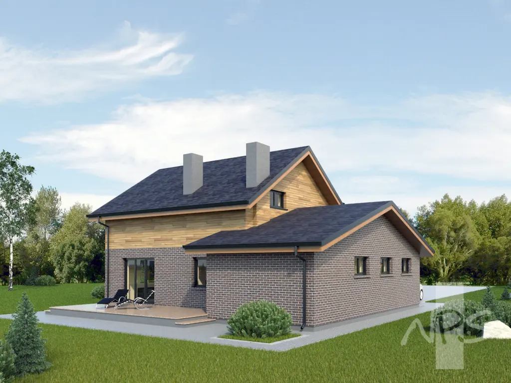 Projekt domu jednorodzinnego o pow. 163 m²: Parterowy z poddaszem użytkowym, 3 Sypialnie, Gabinet, 2 Łazienki, Otwarta kuchnia, Garaż