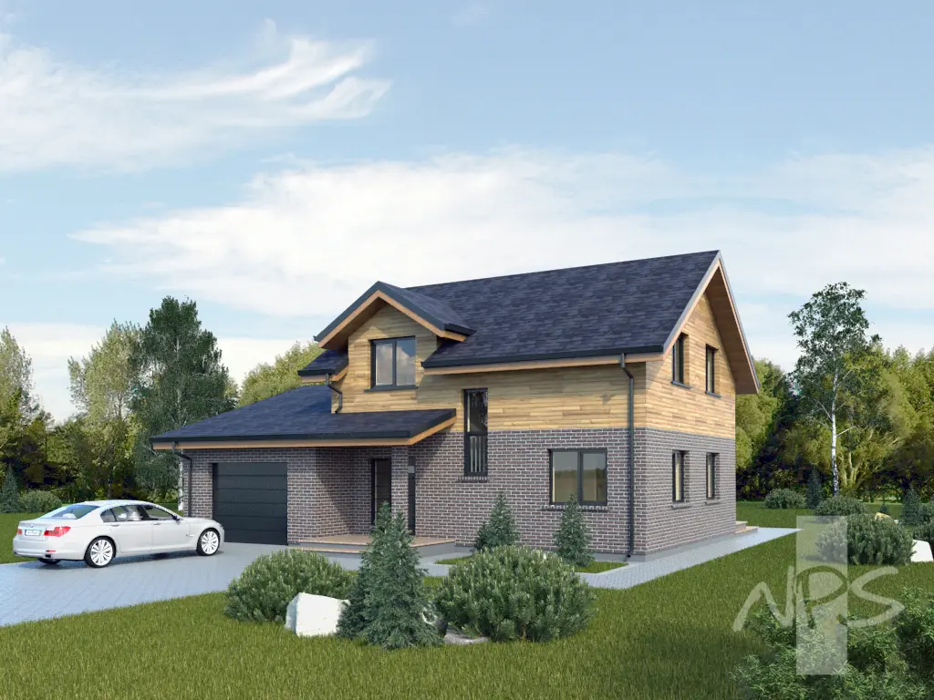 Projekt domu jednorodzinnego o pow. 163 m²: Parterowy z poddaszem użytkowym, 3 Sypialnie, Gabinet, 2 Łazienki, Otwarta kuchnia, Garaż