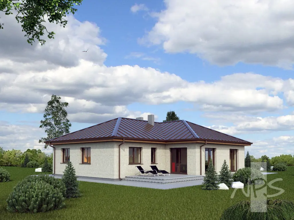 Projekt domu jednorodzinnego o pow. 146 m²: Parterowy, 3 Sypialnie, 1 Łazienki, Otwarta kuchnia, Garaż