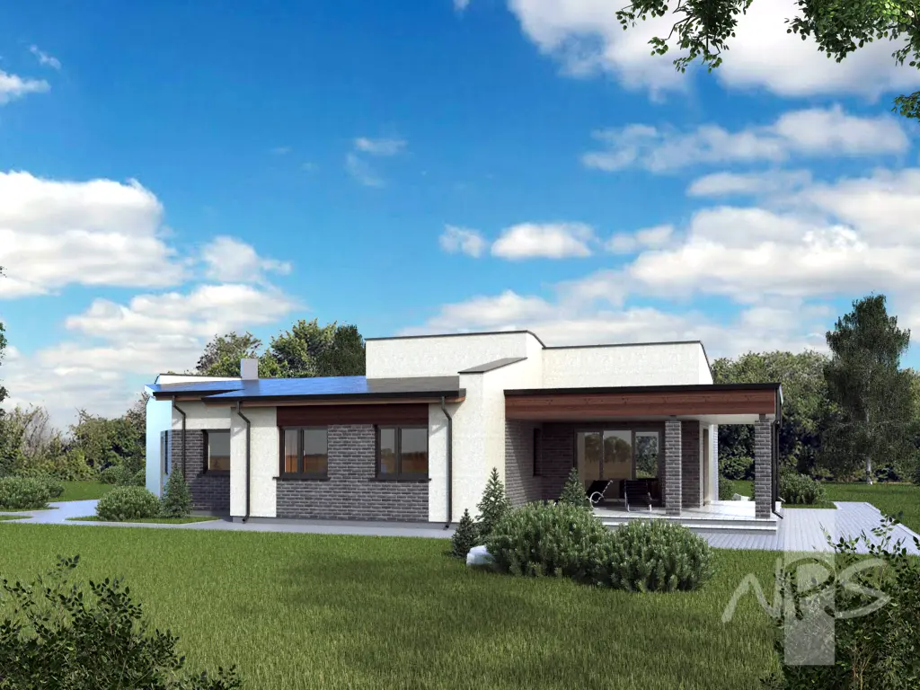 Projekt domu jednorodzinnego o pow. 153 m²: Parterowy, 3 Sypialnie, 2 Łazienki, Garaż
