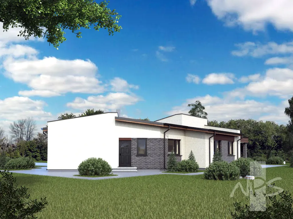 Projekt domu jednorodzinnego o pow. 153 m²: Parterowy, 3 Sypialnie, 2 Łazienki, Garaż