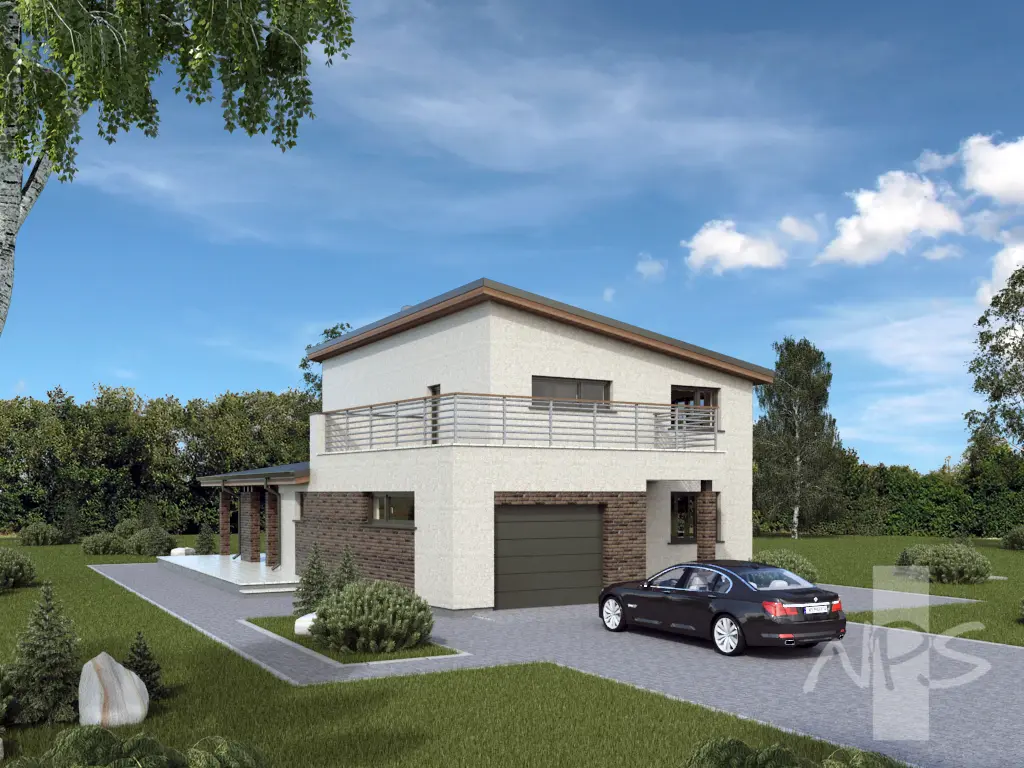 Projekt domu jednorodzinnego o pow. 186 m²: Piętrowy, 3 Sypialnie, Gabinet, 2 Łazienki, Garaż