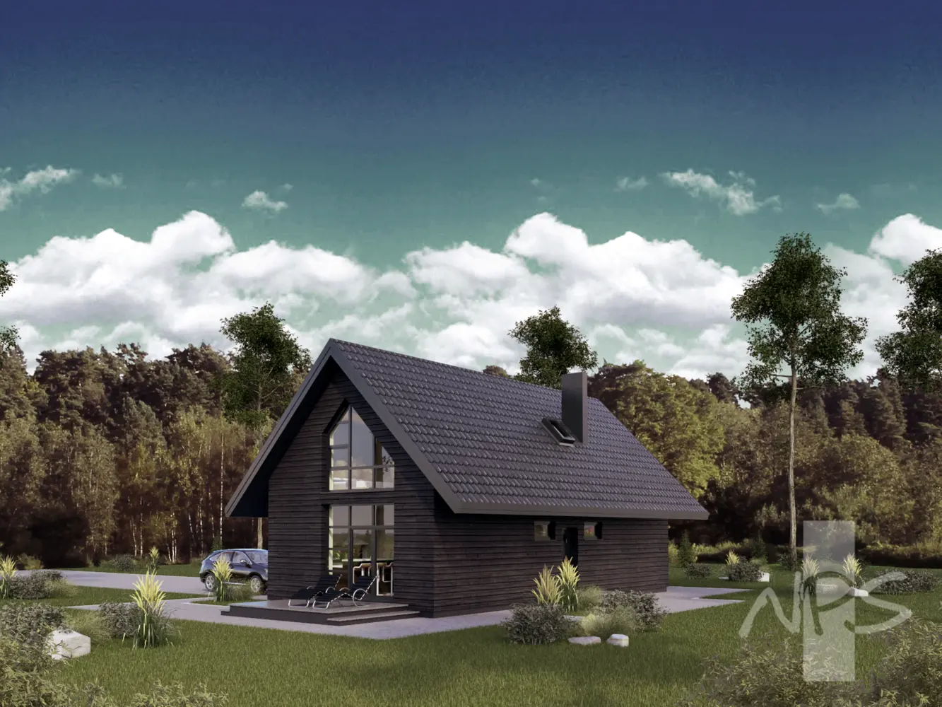 Projekt domu jednorodzinnego o pow. 128 m²: Parterowy z poddaszem użytkowym, 2 Sypialnie, 2 Łazienki