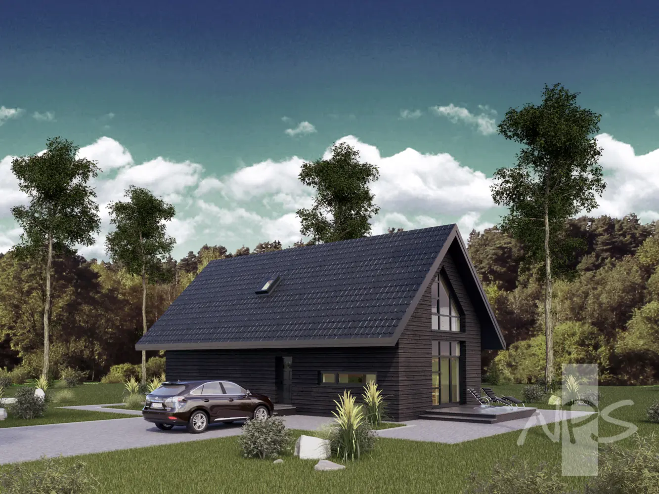 Projekt domu jednorodzinnego o pow. 128 m²: Parterowy z poddaszem użytkowym, 2 Sypialnie, 2 Łazienki