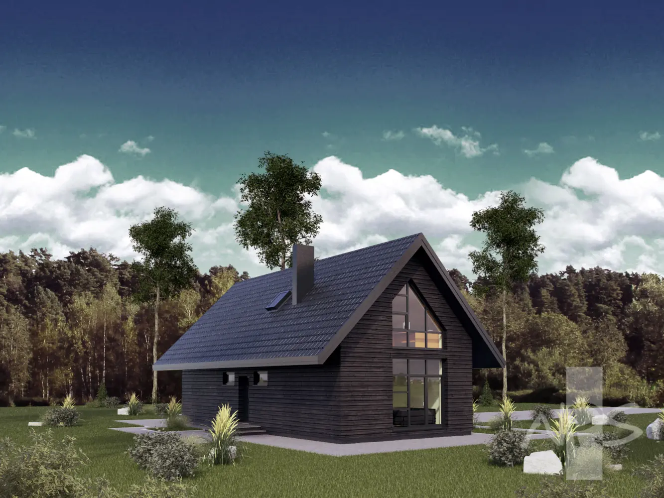 Projekt domu jednorodzinnego o pow. 128 m²: Parterowy z poddaszem użytkowym, 2 Sypialnie, 2 Łazienki
