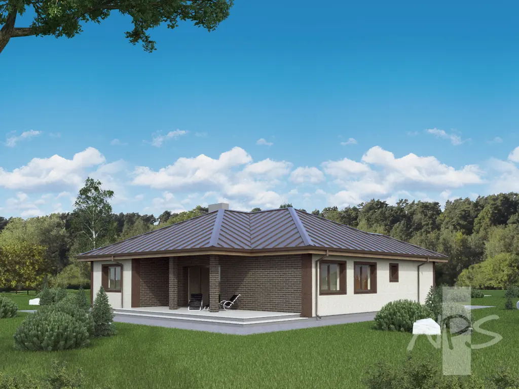 Projekt domu jednorodzinnego o pow. 164 m²: Parterowy, 4 Sypialnie, 2 Łazienki, Garaż