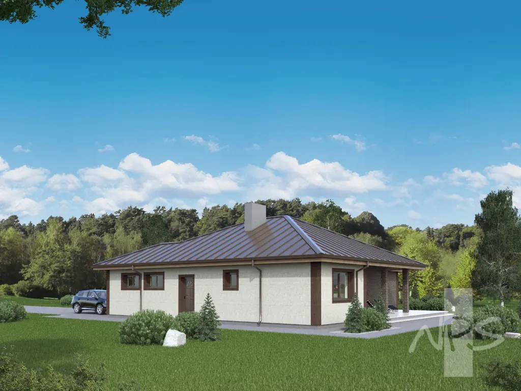 Projekt domu jednorodzinnego o pow. 164 m²: Parterowy, 4 Sypialnie, 2 Łazienki, Garaż