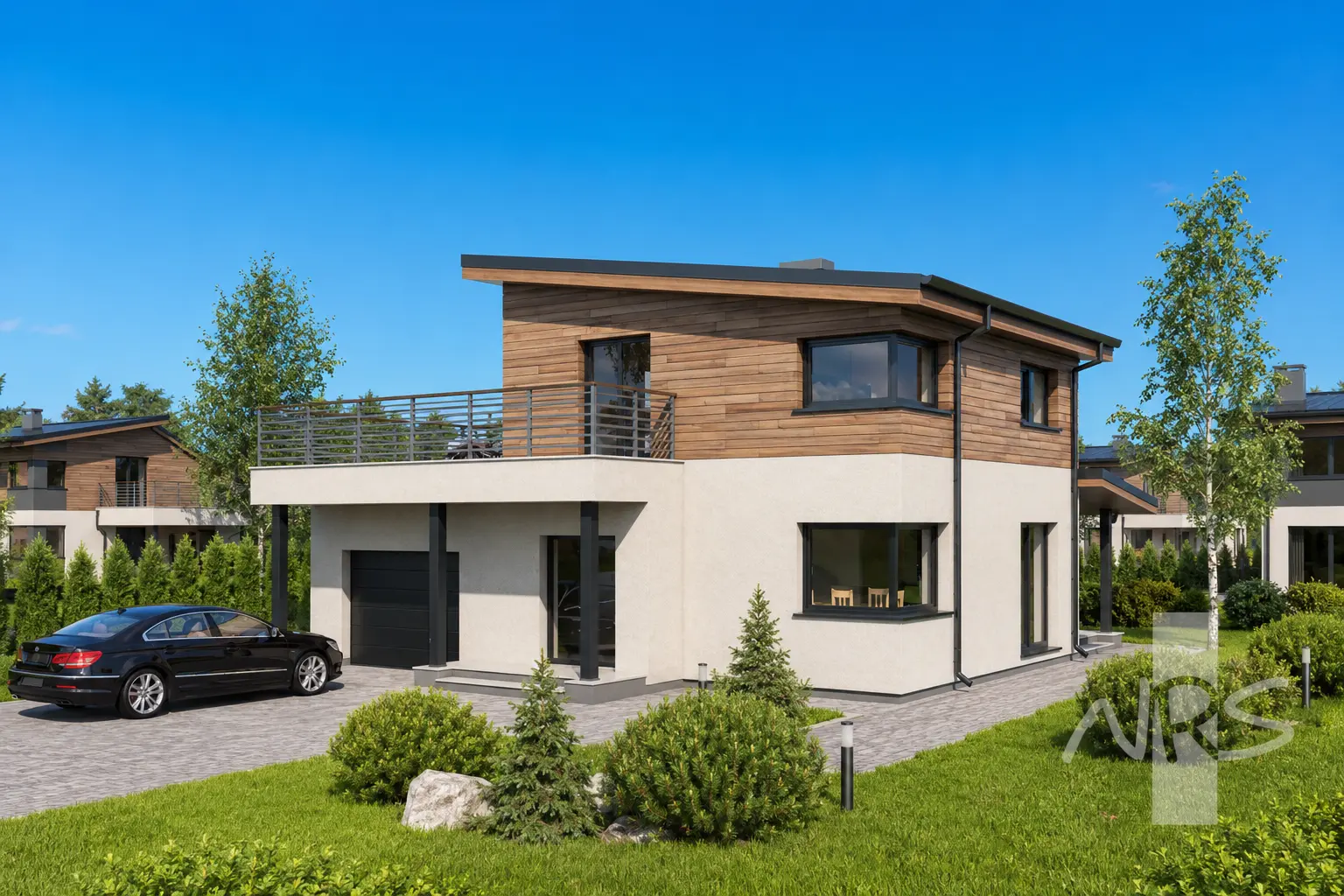 Projekt domu jednorodzinnego o pow. 120 m²: Piętrowy, 2 Sypialnie, 2 Łazienki, Garaż