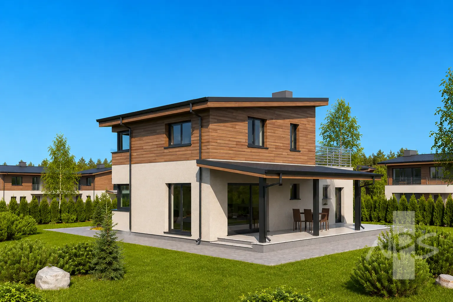 Projekt domu jednorodzinnego o pow. 120 m²: Piętrowy, 2 Sypialnie, 2 Łazienki, Garaż
