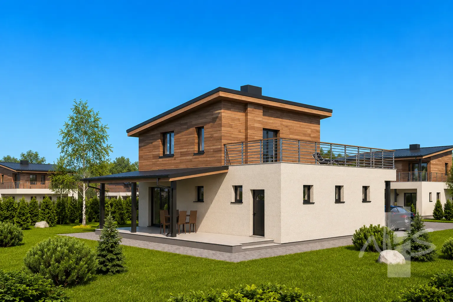 Projekt domu jednorodzinnego o pow. 120 m²: Piętrowy, 2 Sypialnie, 2 Łazienki, Garaż