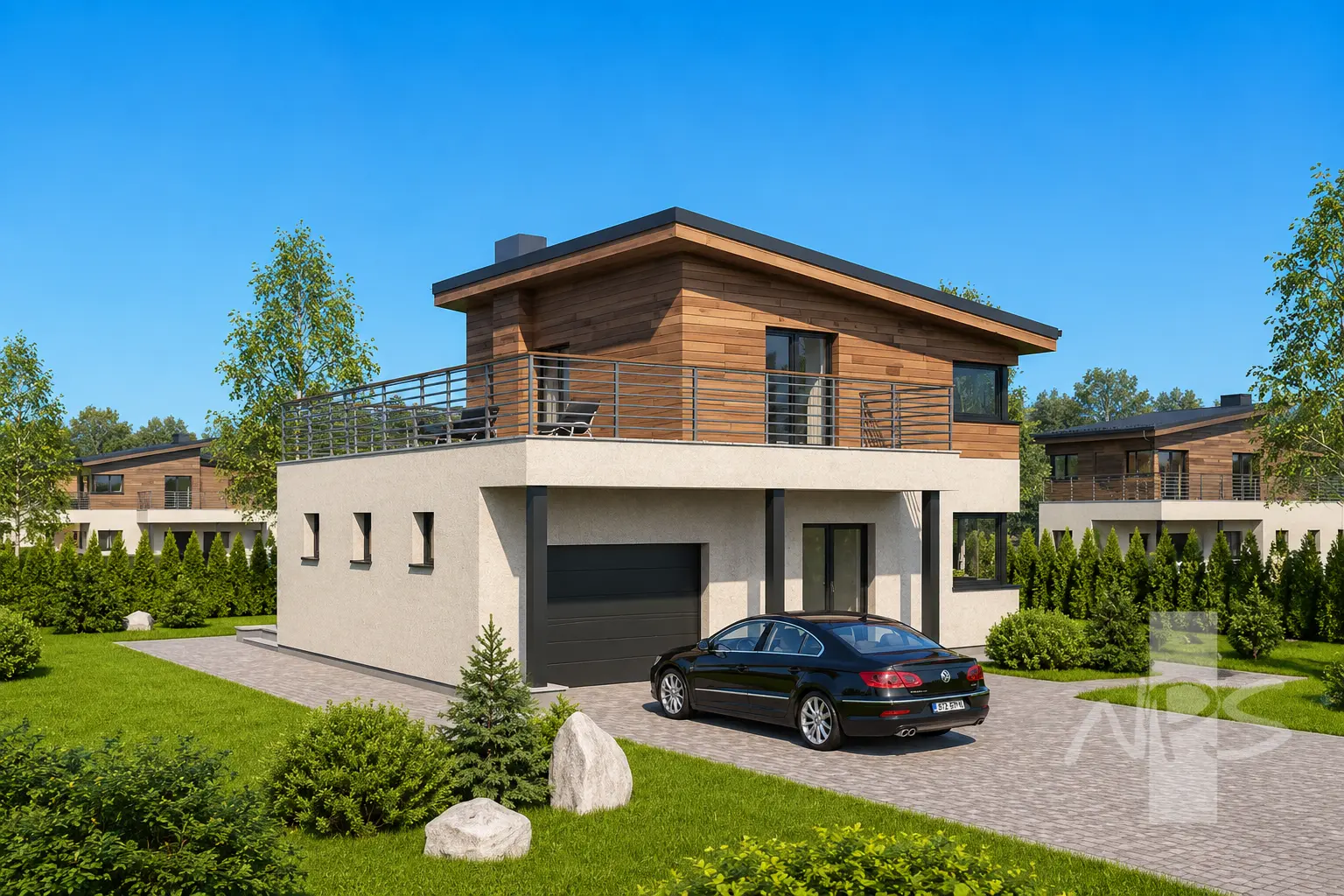 Projekt domu jednorodzinnego o pow. 120 m²: Piętrowy, 2 Sypialnie, 2 Łazienki, Garaż