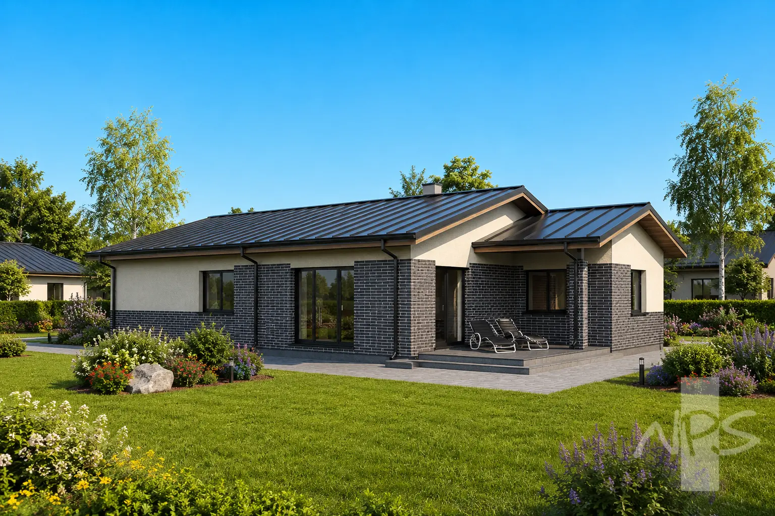 Projekt domu jednorodzinnego o pow. 188 m²: Parterowy, 4 Sypialnie, 2 Łazienki, Garaż