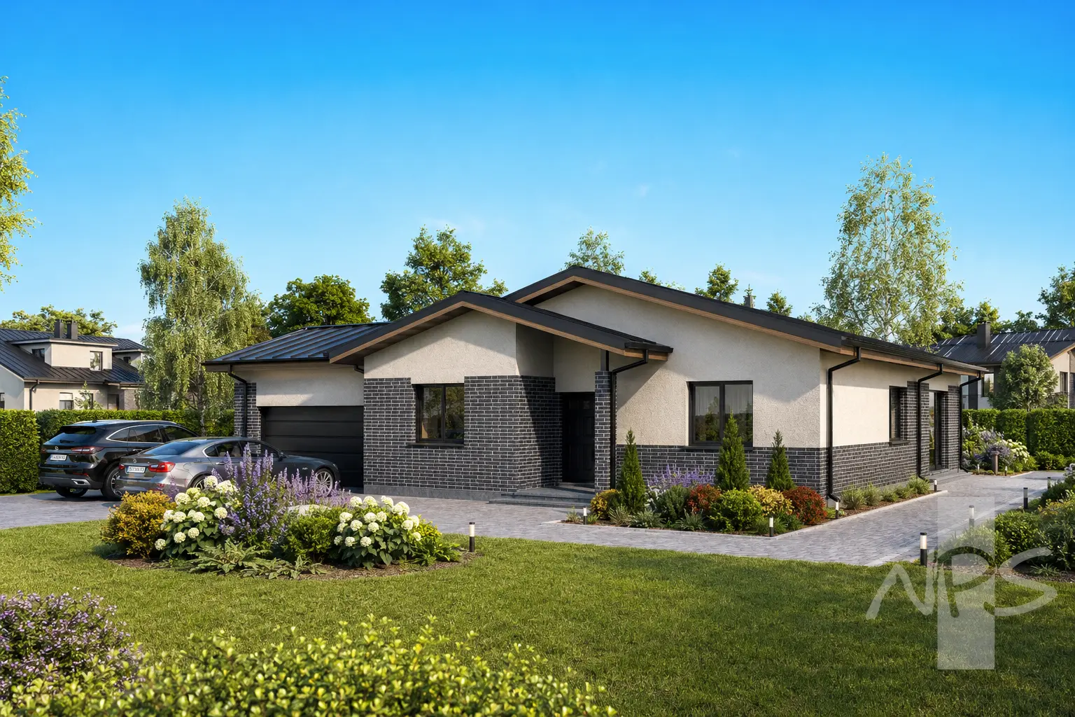 Projekt domu jednorodzinnego o pow. 188 m²: Parterowy, 4 Sypialnie, 2 Łazienki, Garaż