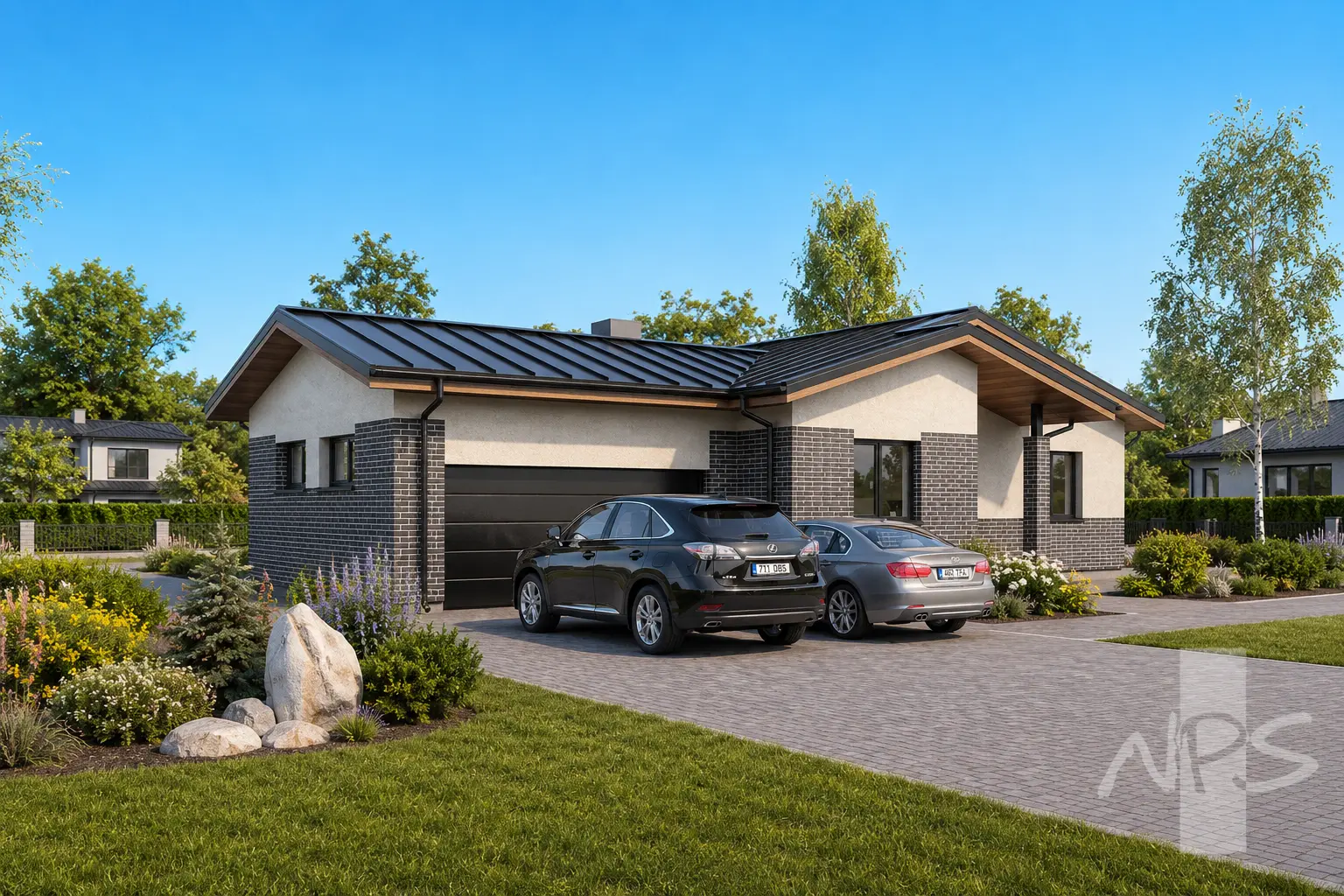 Projekt domu jednorodzinnego o pow. 188 m²: Parterowy, 4 Sypialnie, 2 Łazienki, Garaż