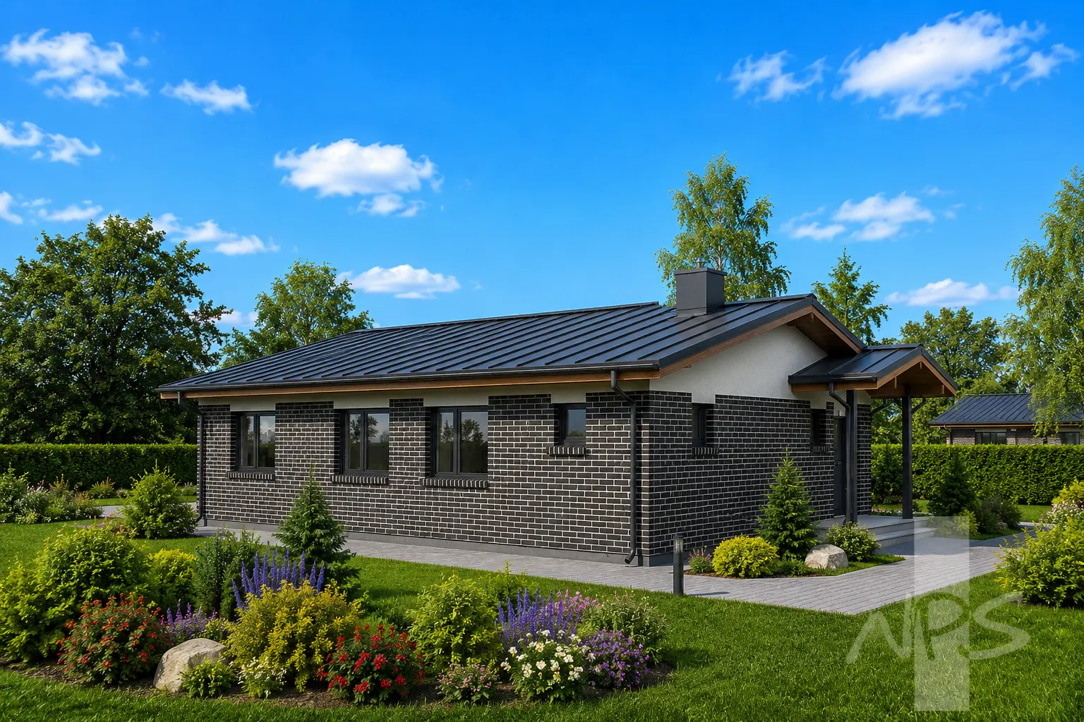 Projekt domu jednorodzinnego o pow. 116 m²: Parterowy, 3 Sypialnie, 2 Łazienki