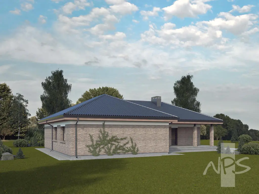 Projekt domu jednorodzinnego o pow. 173 m²: Parterowy, 4 Sypialnie, 1 Łazienki, Otwarta kuchnia, Garaż