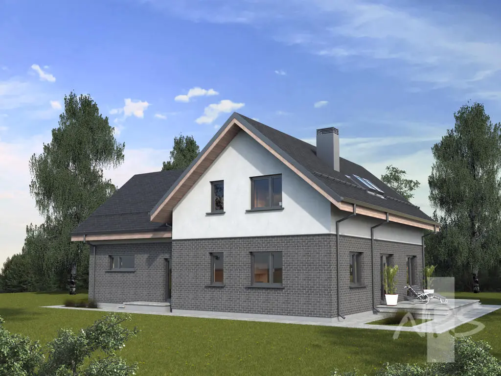 Projekt domu jednorodzinnego o pow. 210 m²: Parterowy z poddaszem użytkowym, 4 Sypialnie, Gabinet, 3 Łazienki, Garaż