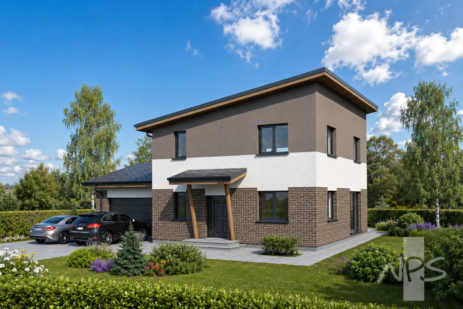 Projekt domu jednorodzinnego o pow. 190 m²: Piętrowy, 3 Sypialnie, Gabinet, 2 Łazienki, Otwarta kuchnia, Garaż