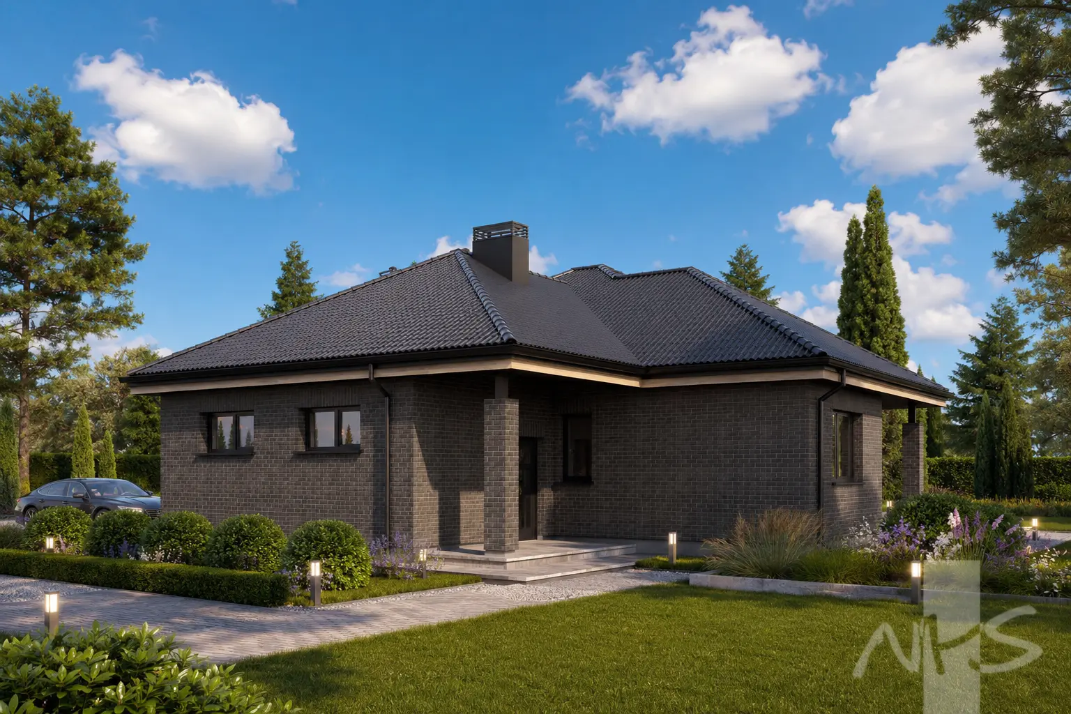 Projekt domu jednorodzinnego o pow. 133 m²: Parterowy, 3 Sypialnie, 1 Łazienki, Garaż