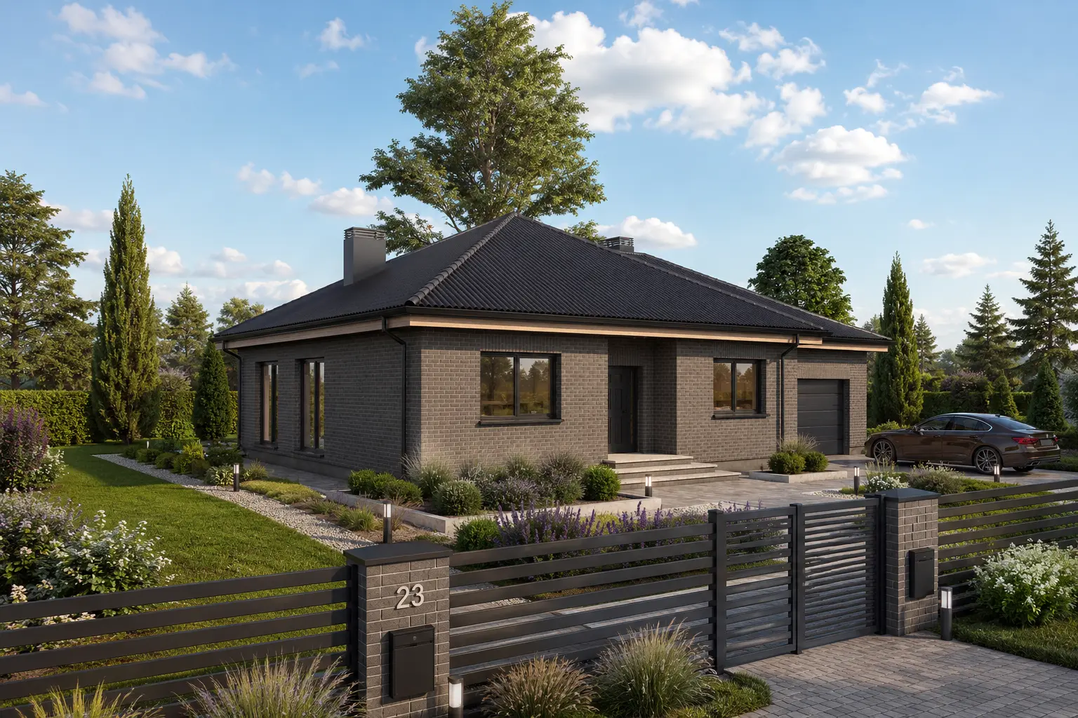Projekt domu jednorodzinnego o pow. 133 m²: Parterowy, 3 Sypialnie, 1 Łazienki, Garaż