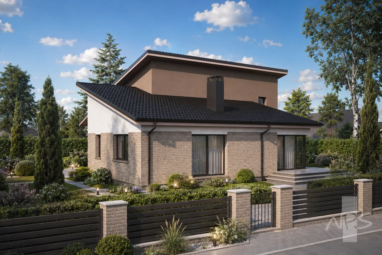 Projekt domu jednorodzinnego o pow. 190 m²: Parterowy, 4 Sypialnie, Gabinet, 3 Łazienki