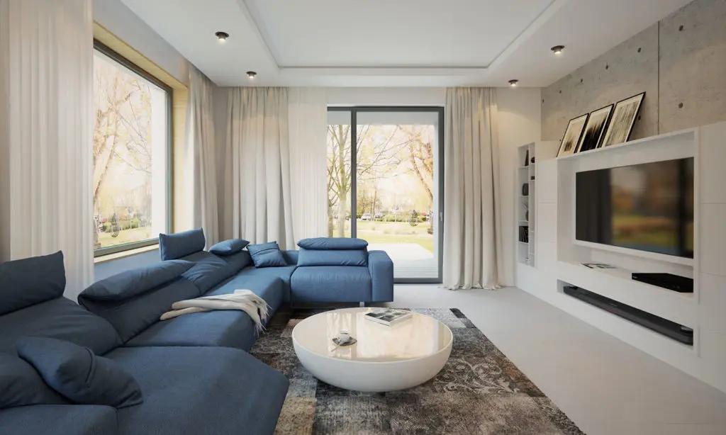 Projekt domu jednorodzinnego o pow. 157 m²: Parterowy, 3 Sypialnie, 2 Łazienki, Otwarta kuchnia, Garaż