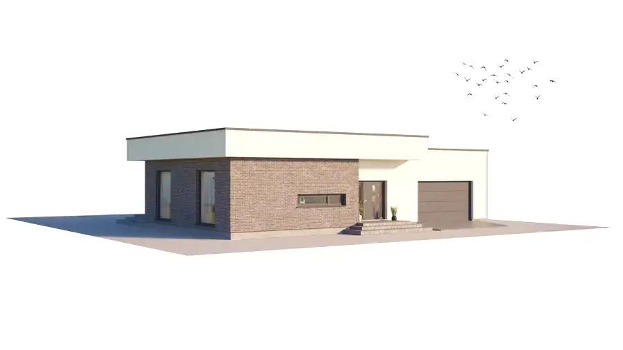 Projekt domu jednorodzinnego o pow. 216 m²: Parterowy, 3 Sypialnie, Gabinet, 2 Łazienki, Otwarta kuchnia, Garaż