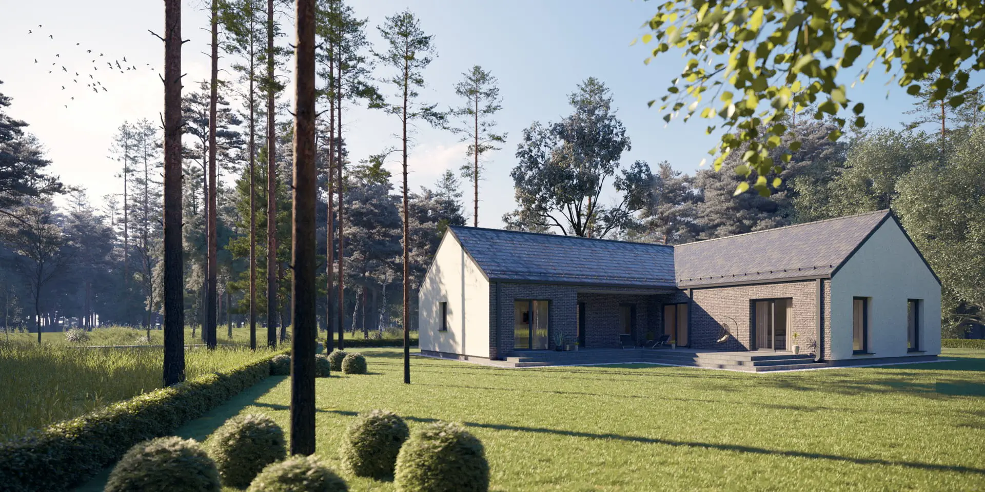 Projekt domu jednorodzinnego o pow. 165 m²: Parterowy, 3 Sypialnie, 1 Łazienki, Otwarta kuchnia, Garaż