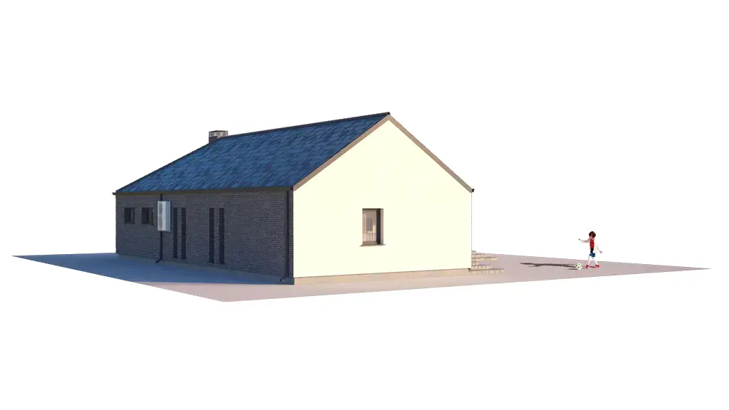 Projekt domu jednorodzinnego o pow. 165 m²: Parterowy, 3 Sypialnie, 1 Łazienki, Otwarta kuchnia, Garaż