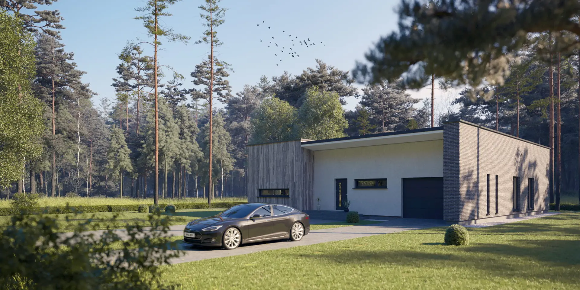 Projekt domu jednorodzinnego o pow. 153 m²: Parterowy, 3 Sypialnie, 2 Łazienki, Otwarta kuchnia, Garaż