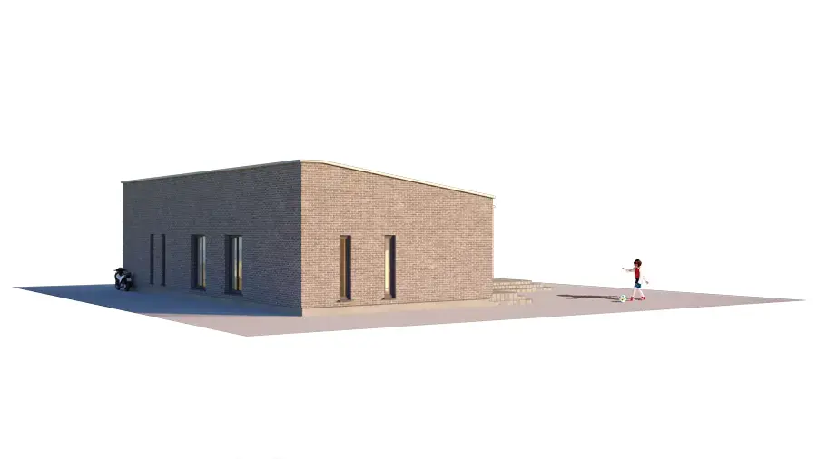 Projekt domu jednorodzinnego o pow. 153 m²: Parterowy, 3 Sypialnie, 2 Łazienki, Otwarta kuchnia, Garaż