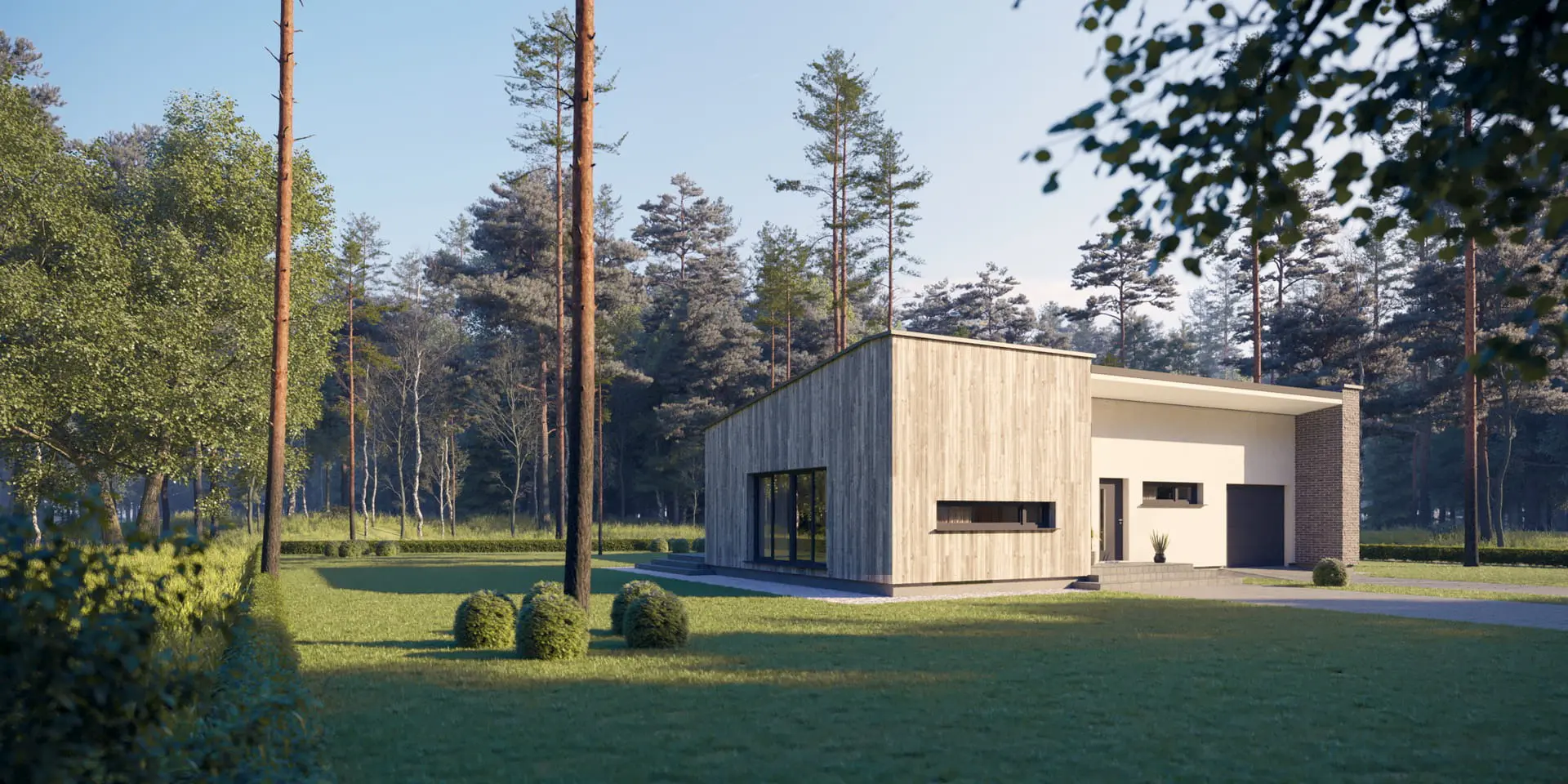 Projekt domu jednorodzinnego o pow. 153 m²: Parterowy, 3 Sypialnie, 2 Łazienki, Otwarta kuchnia, Garaż