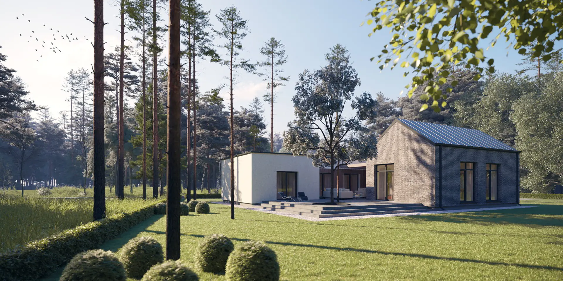 Projekt domu jednorodzinnego o pow. 184 m²: Parterowy, 3 Sypialnie, 2 Łazienki, Otwarta kuchnia, Garaż