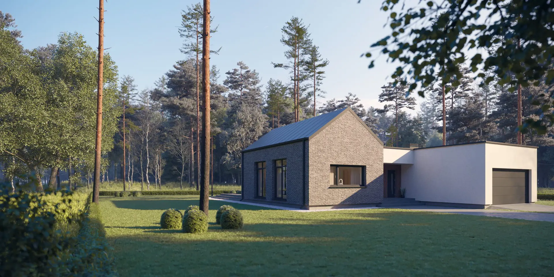 Projekt domu jednorodzinnego o pow. 184 m²: Parterowy, 3 Sypialnie, 2 Łazienki, Otwarta kuchnia, Garaż