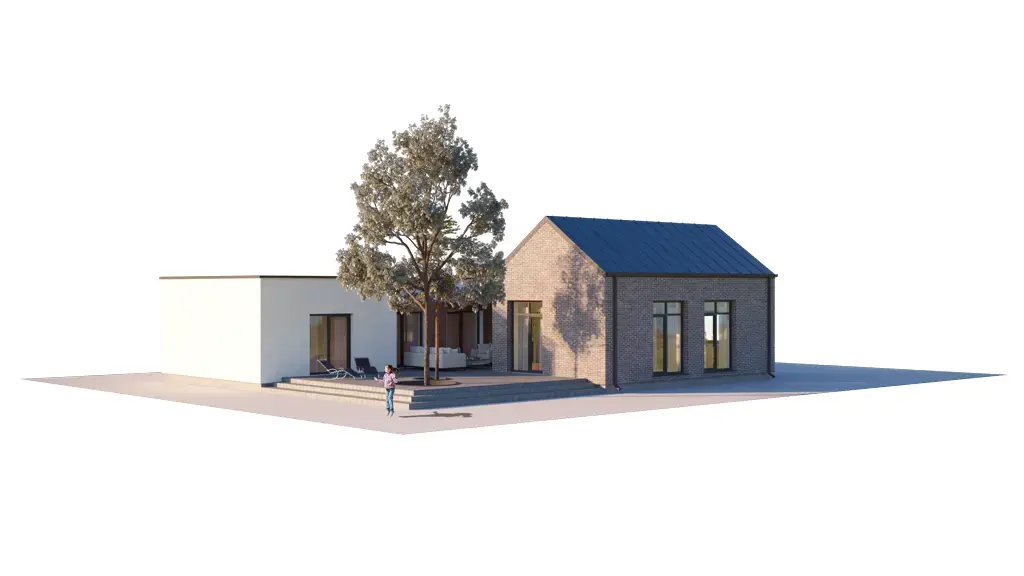 Projekt domu jednorodzinnego o pow. 184 m²: Parterowy, 3 Sypialnie, 2 Łazienki, Otwarta kuchnia, Garaż