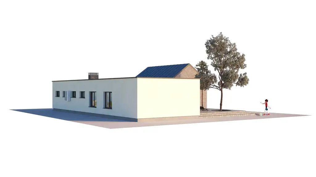 Projekt domu jednorodzinnego o pow. 184 m²: Parterowy, 3 Sypialnie, 2 Łazienki, Otwarta kuchnia, Garaż