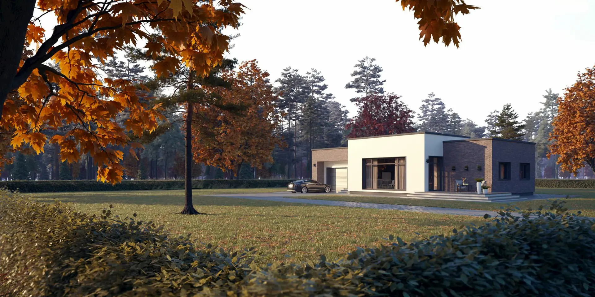 Projekt domu jednorodzinnego o pow. 138 m²: Parterowy, 3 Sypialnie, 1 Łazienki, Otwarta kuchnia, Garaż