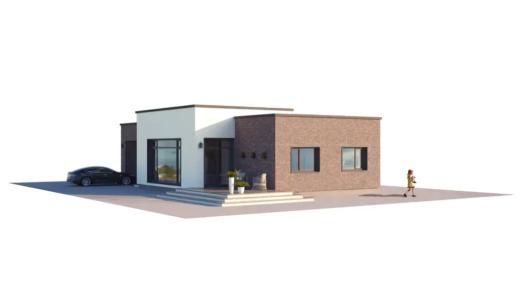 Projekt domu jednorodzinnego o pow. 138 m²: Parterowy, 3 Sypialnie, 1 Łazienki, Otwarta kuchnia, Garaż