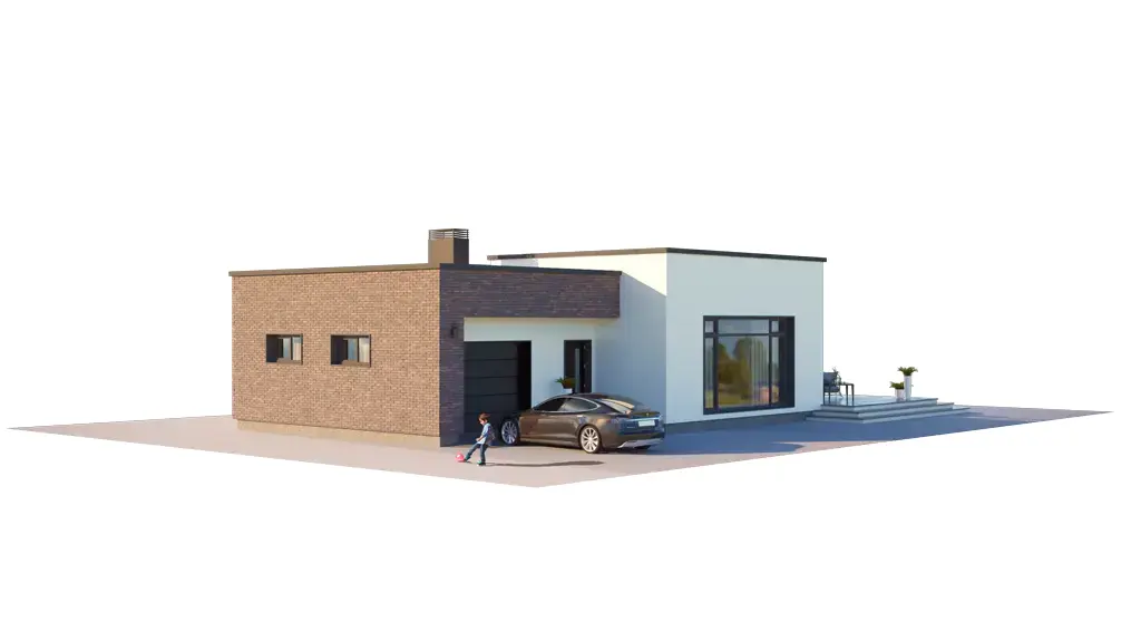 Projekt domu jednorodzinnego o pow. 138 m²: Parterowy, 3 Sypialnie, 1 Łazienki, Otwarta kuchnia, Garaż