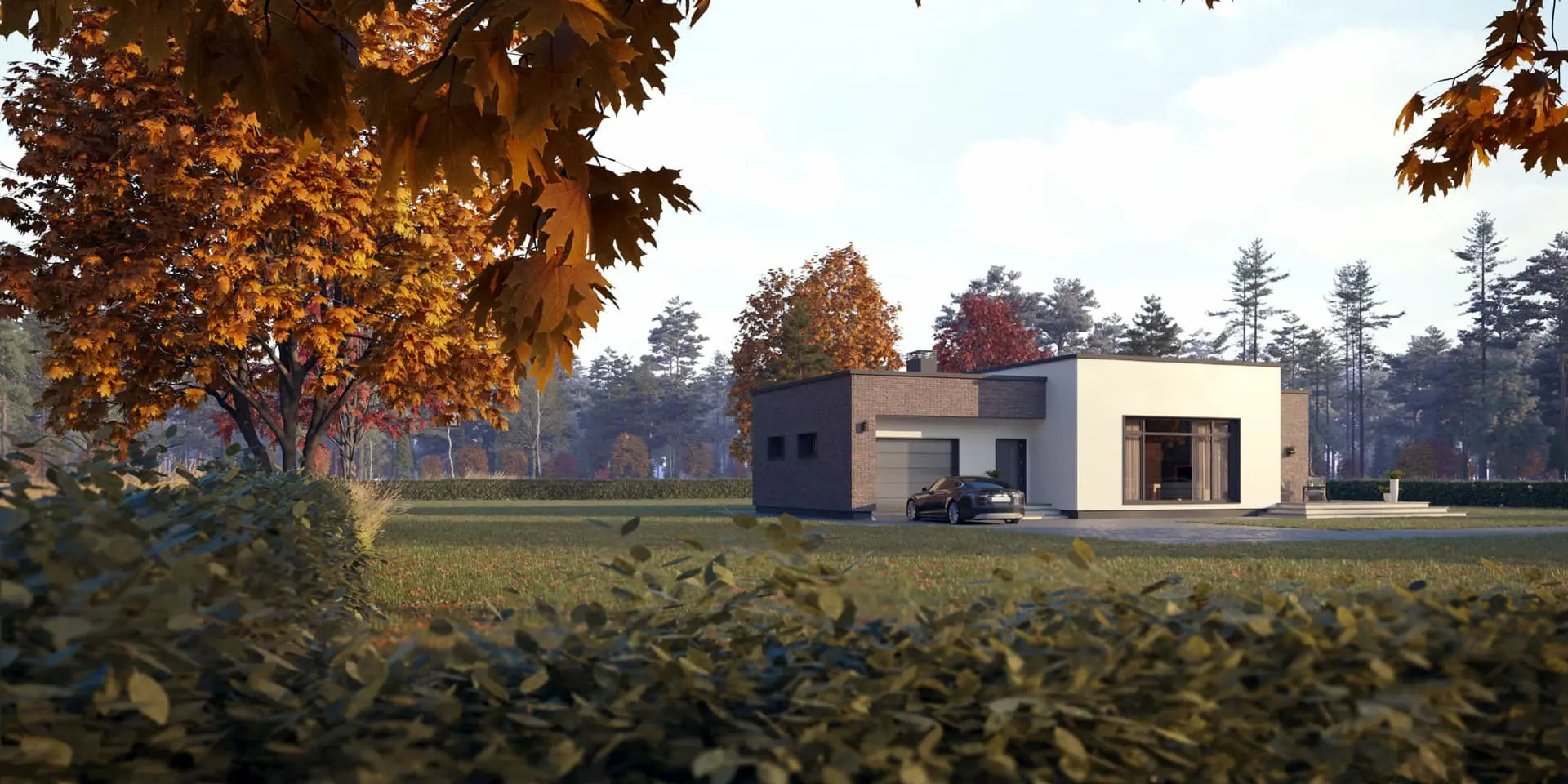 Projekt domu jednorodzinnego o pow. 138 m²: Parterowy, 3 Sypialnie, 1 Łazienki, Otwarta kuchnia, Garaż