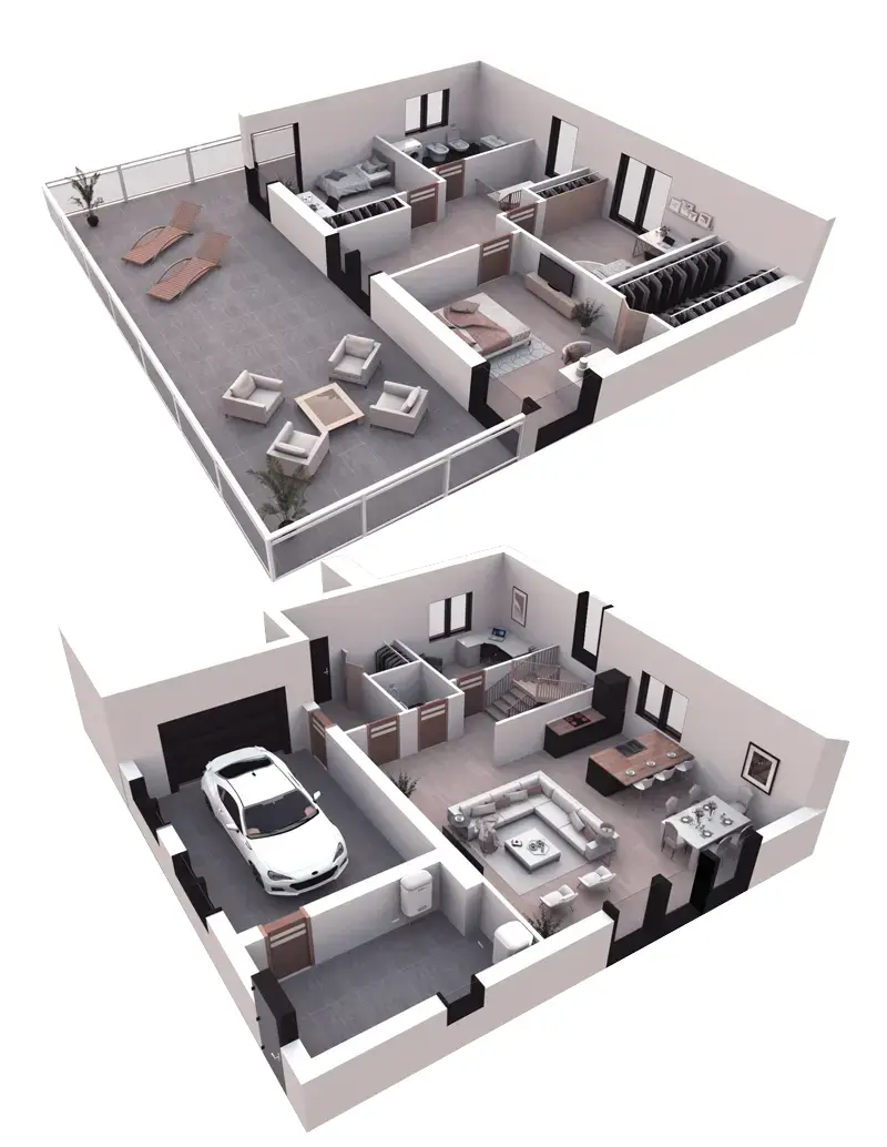 Projekt domu jednorodzinnego o pow. 167 m²: Piętrowy, 3 Sypialnie, Gabinet, 2 Łazienki, Otwarta kuchnia, Garaż