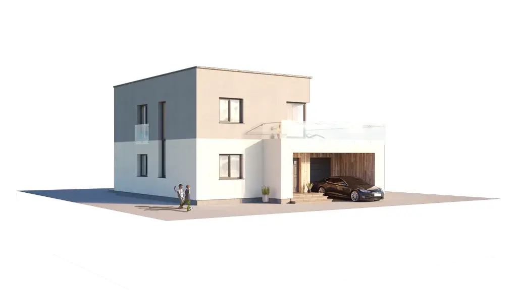 Projekt domu jednorodzinnego o pow. 167 m²: Piętrowy, 3 Sypialnie, Gabinet, 2 Łazienki, Otwarta kuchnia, Garaż