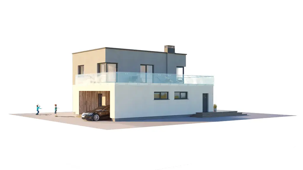 Projekt domu jednorodzinnego o pow. 167 m²: Piętrowy, 3 Sypialnie, Gabinet, 2 Łazienki, Otwarta kuchnia, Garaż