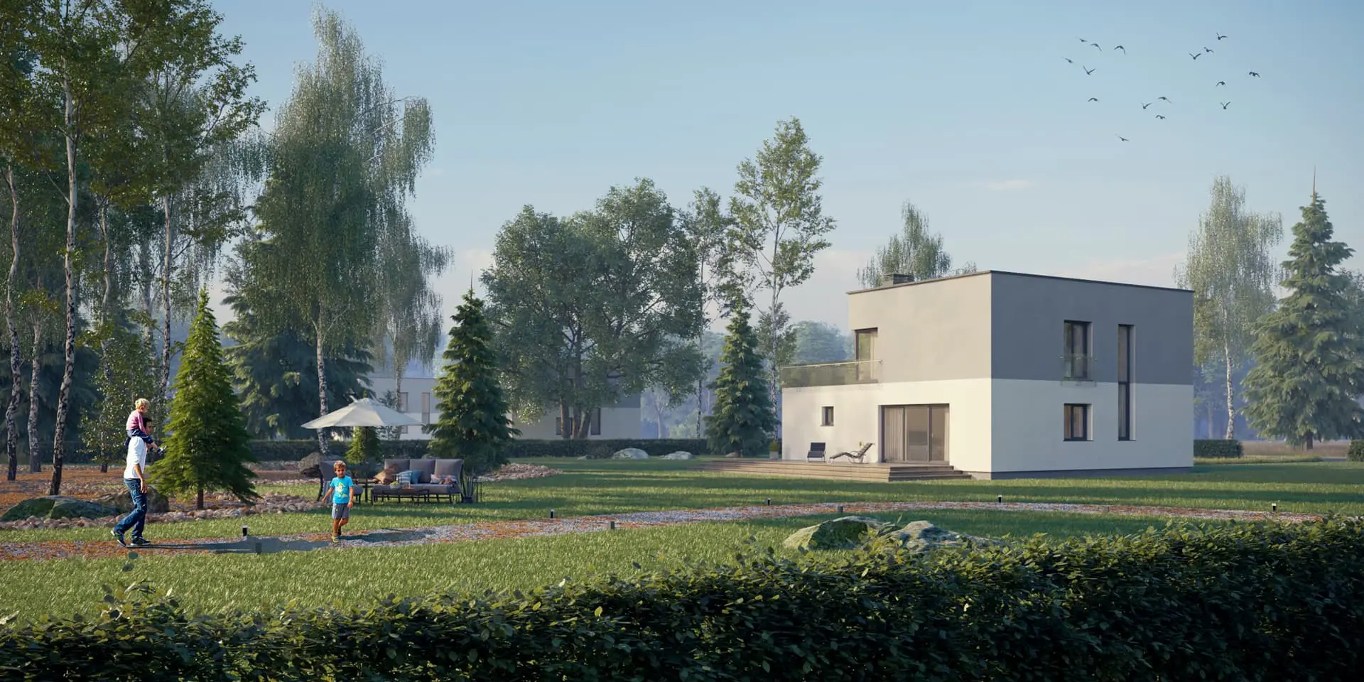 Projekt domu jednorodzinnego o pow. 167 m²: Piętrowy, 3 Sypialnie, Gabinet, 2 Łazienki, Otwarta kuchnia, Garaż