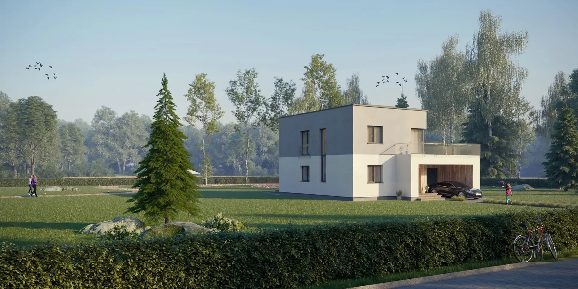 Projekt domu jednorodzinnego o pow. 167 m²: Piętrowy, 3 Sypialnie, Gabinet, 2 Łazienki, Otwarta kuchnia, Garaż