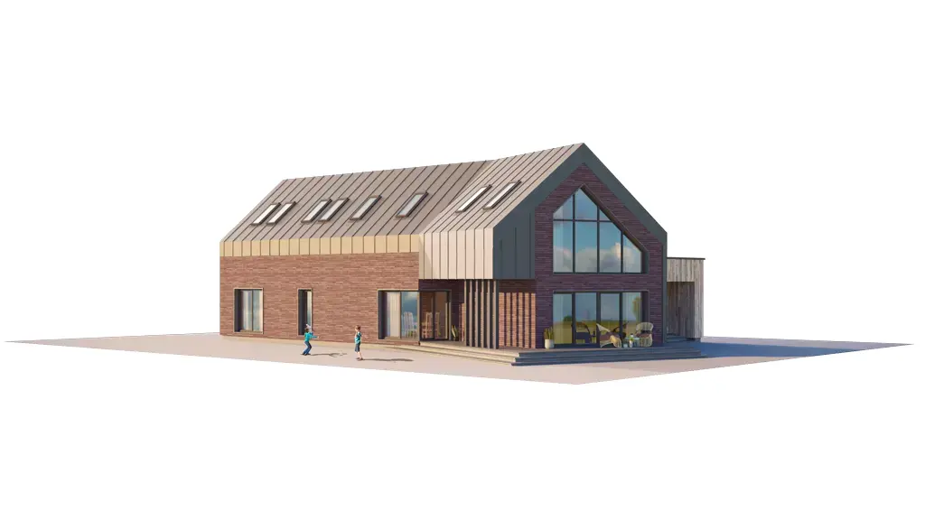 Projekt domu jednorodzinnego o pow. 303 m²: Parterowy z poddaszem użytkowym, 3 Sypialnie, 4 Łazienki, Otwarta kuchnia, Garaż